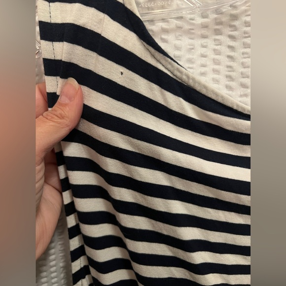 Banana Republic Pleated French Striped Knit Sleeveless Top, True Navy, Size XL - Picture 6 of 7